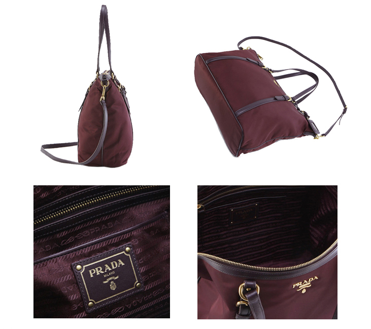 prada/普拉达*新款酒红色女士尼龙单肩包b4253m
