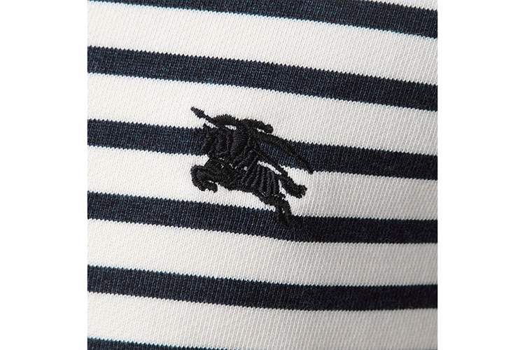 burberry/博柏利 蓝条纹刺绣骑士标圆领纯棉套头男士卫衣 3974112