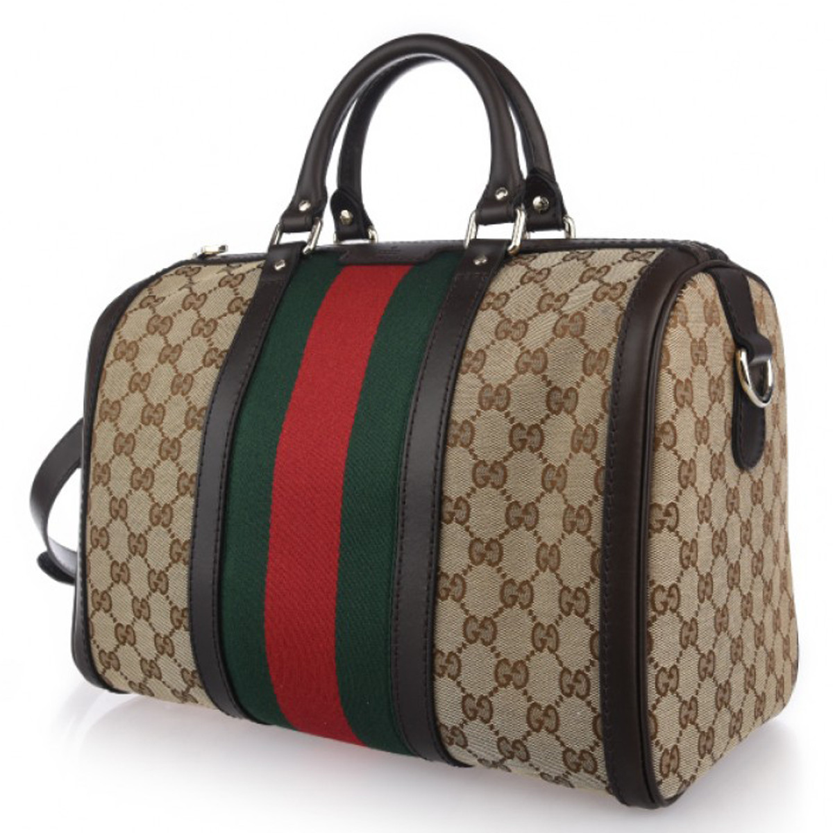 Gucci/古驰Ophidia nano红绿条纹织带帆布小水桶包550620