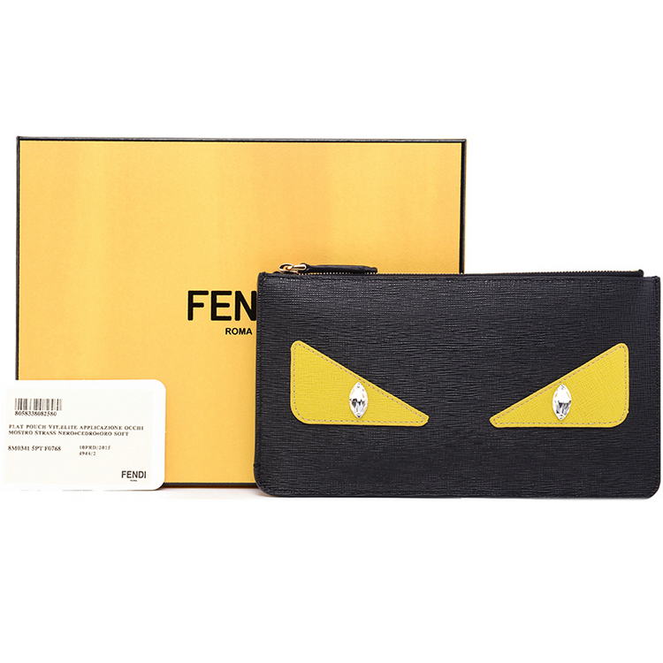 fendi/芬迪m彩色小恶魔水钻装饰长款钱夹钱包小牛皮8m0251 5pr