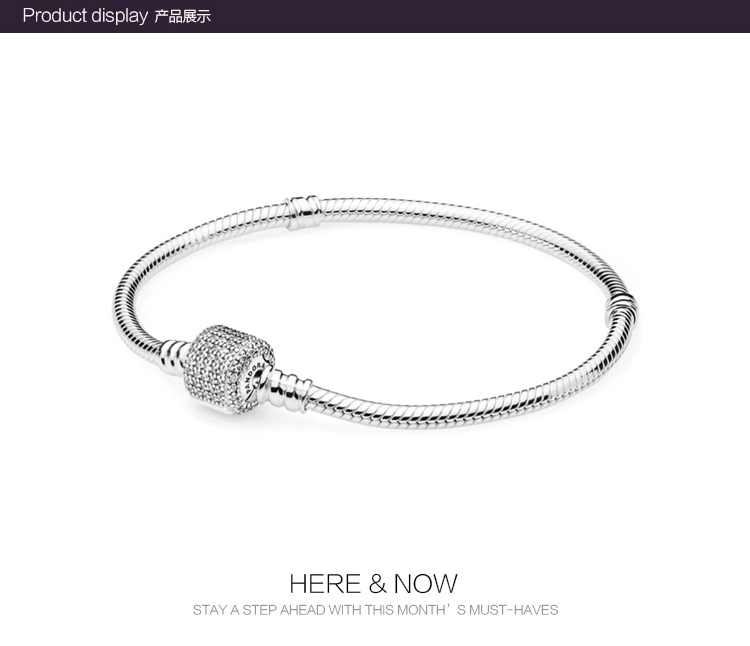 pandora/潘多拉 新款立方氧化锆 925银蛇骨手链590723cz-17