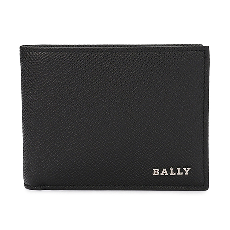 bally/巴利男士黑色荔枝纹牛皮对折短款钱包