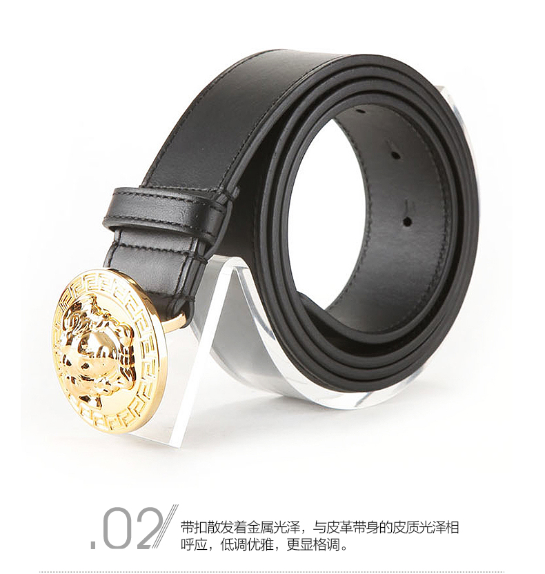 versace/范思哲 男士黑色金色美杜莎板扣式腰带/皮带 dcu4806.