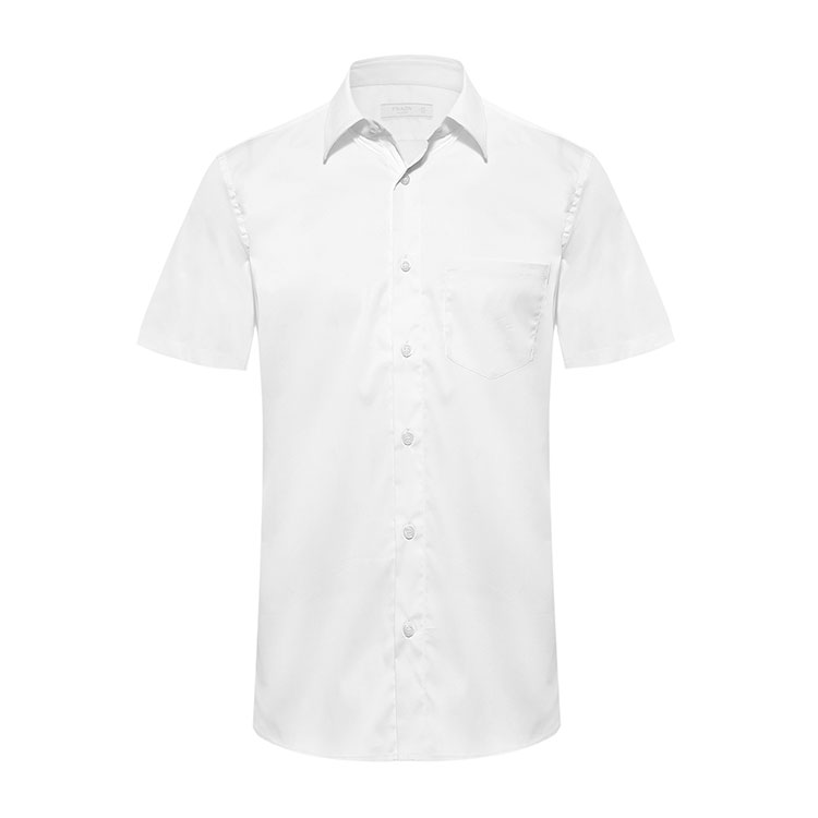 prada/普拉达 男士衬衫 男士纯棉纯色简约设计翻领短袖衬衫
