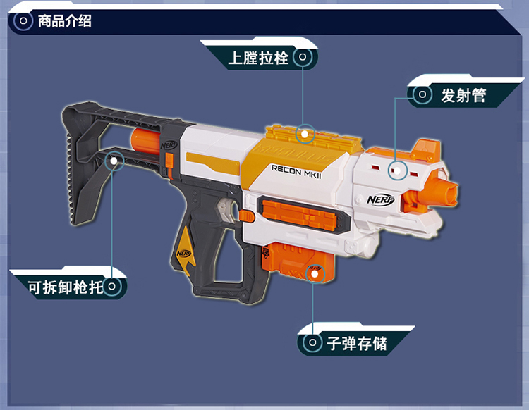 hasbro/孩之宝 nerf热火组装多任务侦查者mk11发射器互动对战软弹枪