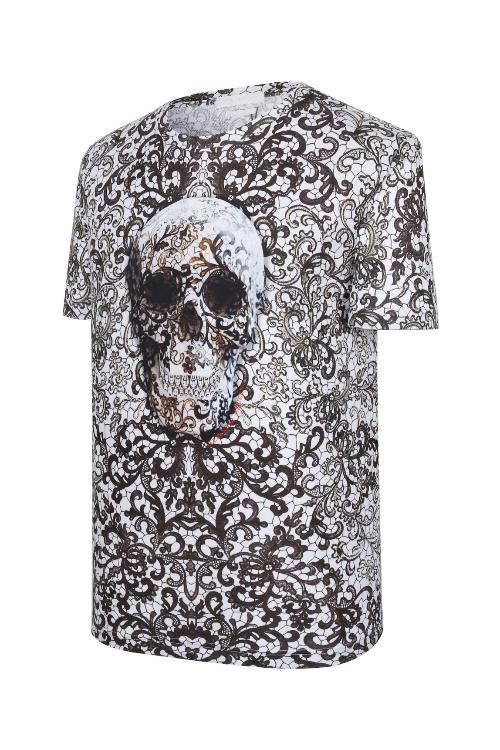 alexander mcqueen/亚历山大麦昆 骷髅图案纯棉短袖男士t恤 174981 qc