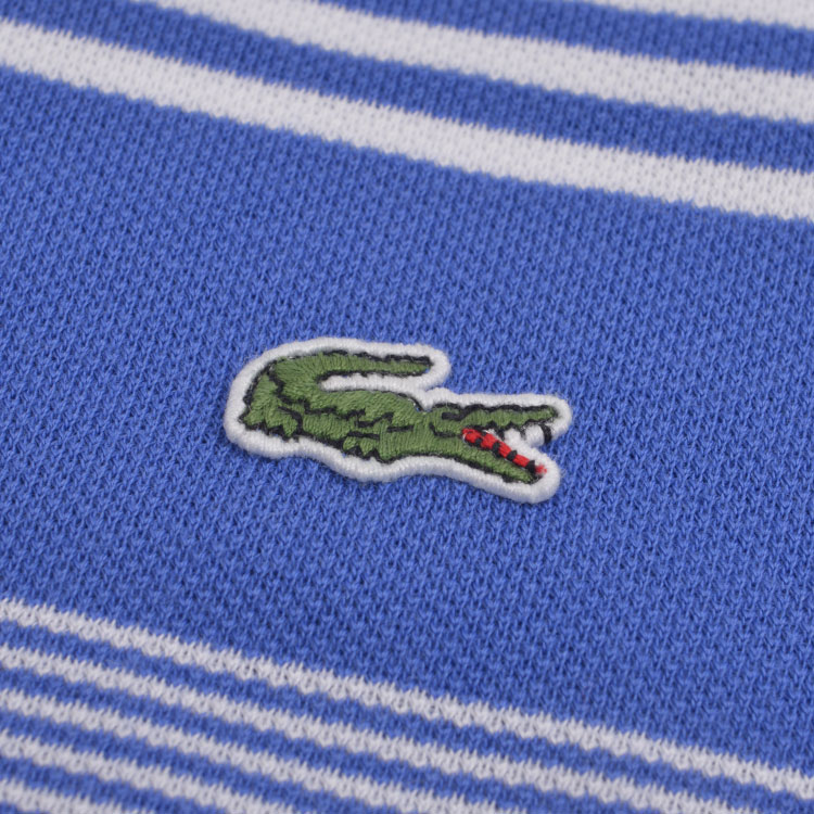 lacoste/鳄鱼 男士蓝白条纹纯棉翻领男士短polo