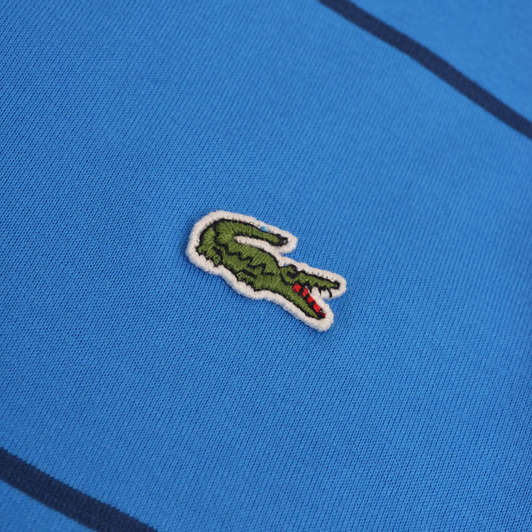 lacoste/鳄鱼 男士蓝色条纹翻领纯棉短袖polo衫