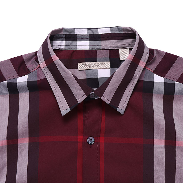 Burberry衬衫,burberry衬衫真假辨别 burberry/博柏利 深红色经典格子 男士长袖衬衫