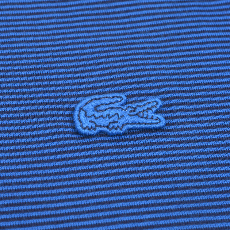 lacoste/鳄鱼 男士蓝色细条纹翻领纯棉短袖polo衫