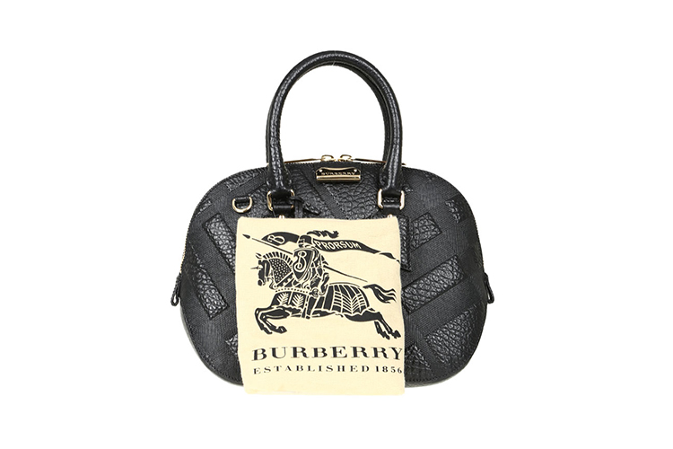 burberry/博柏利 女士黑色牛皮经典格纹女士贝壳包3925685