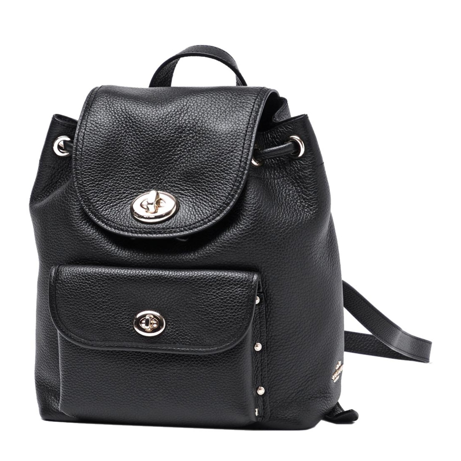 coach/蔻驰 女士粒面皮革迷你旋锁双肩包backpacks 37581 black图片