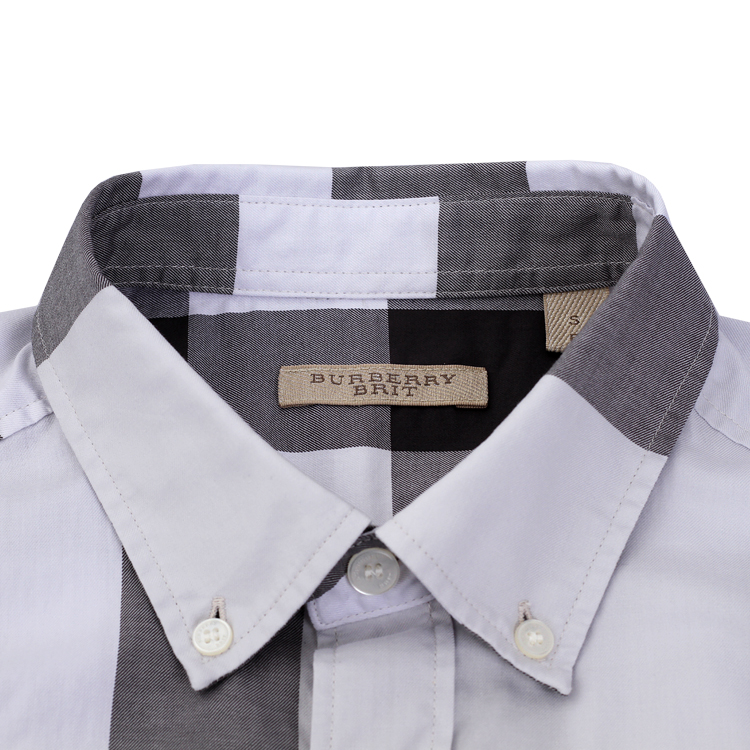 burberry/博柏利brit系列经典格纹时尚流行修身版棉质短袖男士衬衫