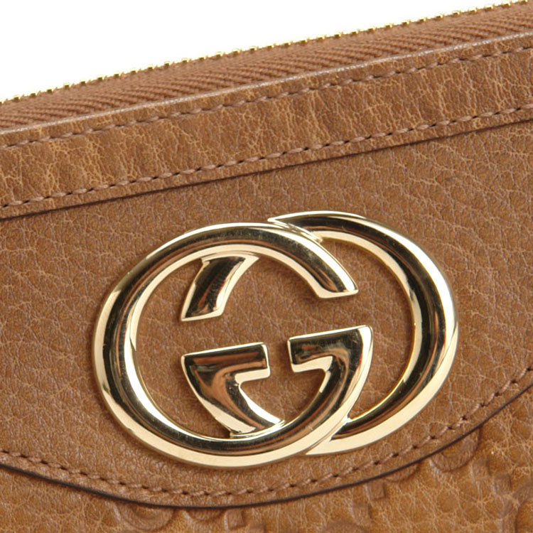 gucci/古驰 女士欧美时尚真皮logo纹样 308012 棕色
