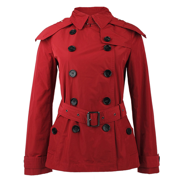 burberry/博柏利 女士红色束腰双排扣短款风衣外套 女士外套 3998813