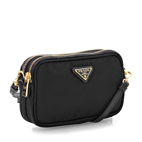 prada/普拉达 尼龙倒三角logo标识女士手拿包/斜挎包两用