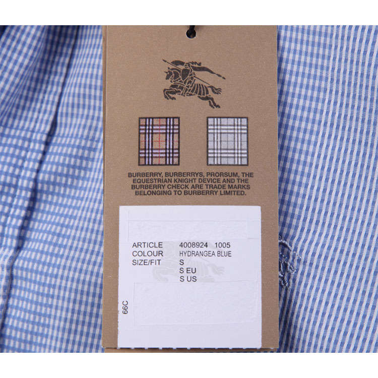 burberry/博柏利 brit蓝色纯棉细格纹男士长袖衬衫,4008924 cordell