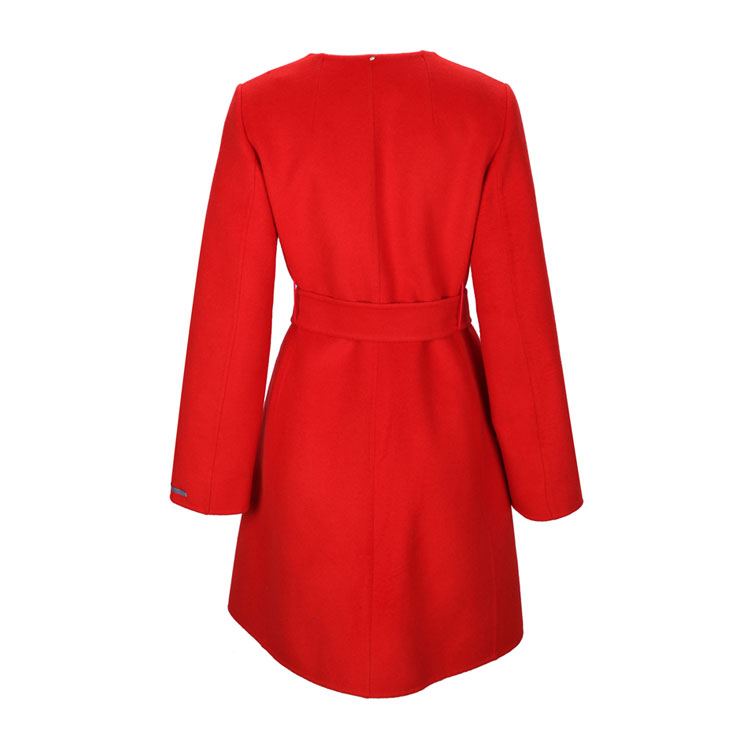 max mara/麦斯玛拉橘红色混合材质不对称设计女士外套-大衣