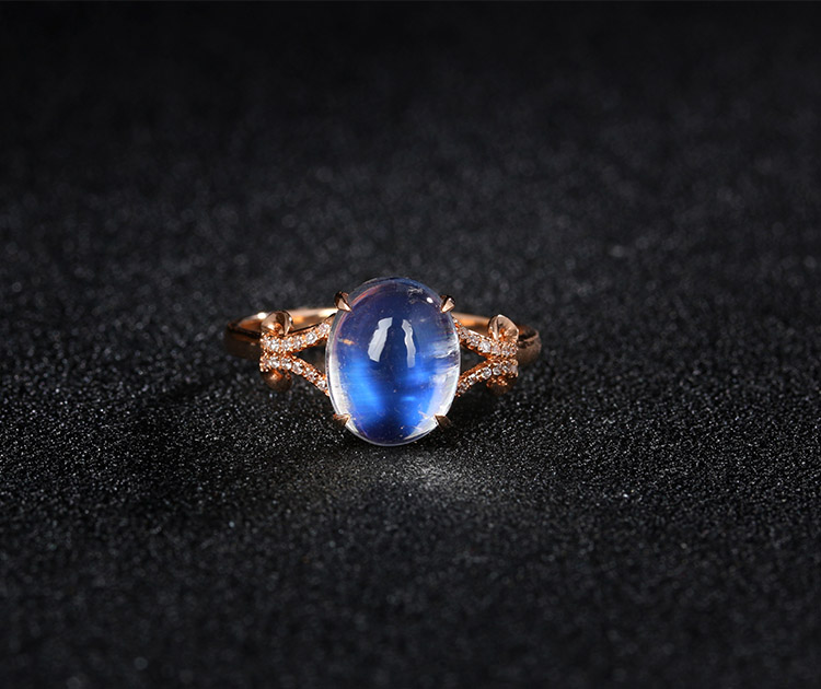 A.U\/爱欧珠宝 3.15克拉月光石戒指 18K金镶钻戒指 彩色宝石 HCB0617-14