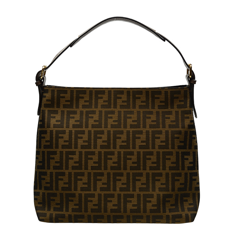 fendi/芬迪 女士棕色帆布logo手提包# 8br698 q0m f0e6b