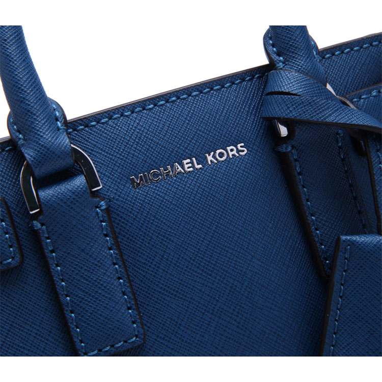 michael kors/迈克·科尔斯钢蓝色牛皮经典logo装饰女士手提单肩两用
