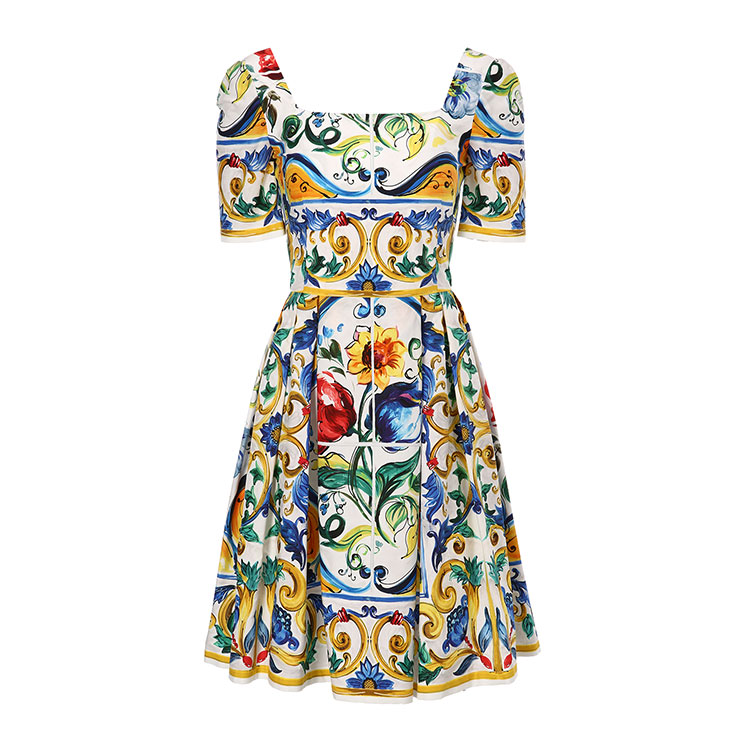 dolce&gabbana/杜嘉班纳连衣裙-女士陶器花束时尚连衣裙面料:100棉里