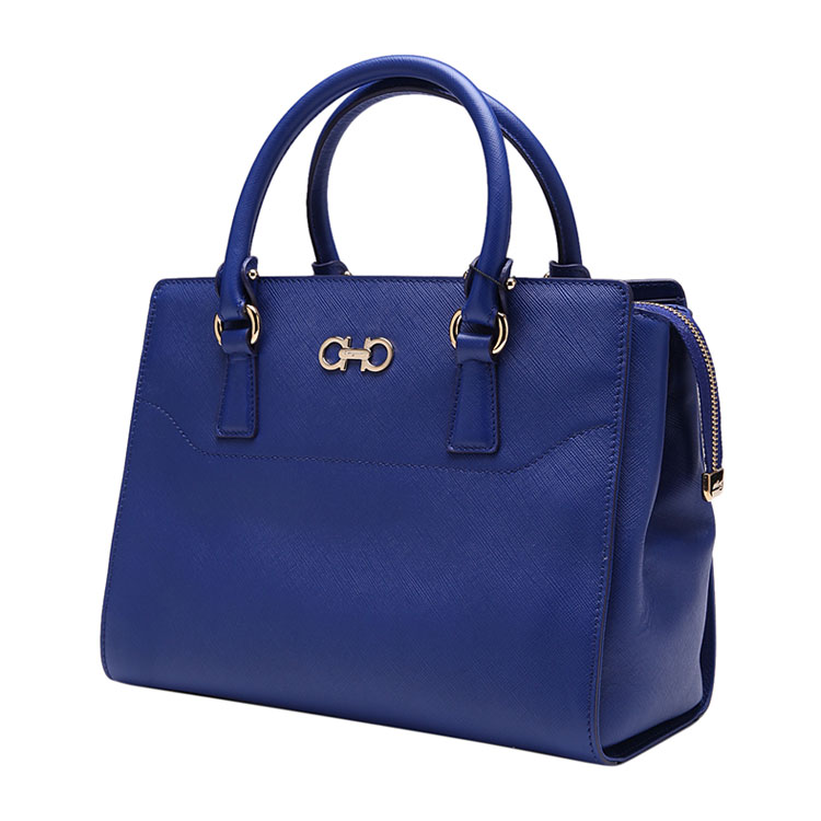 salvatore ferragamo/菲拉格慕深蓝色经典logo装饰女士手提单包&肩