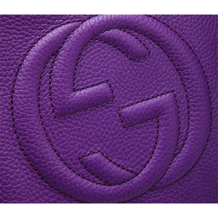 gucci/古驰深紫色经典车缝线logo包身女士手提单包&肩两用包,336751