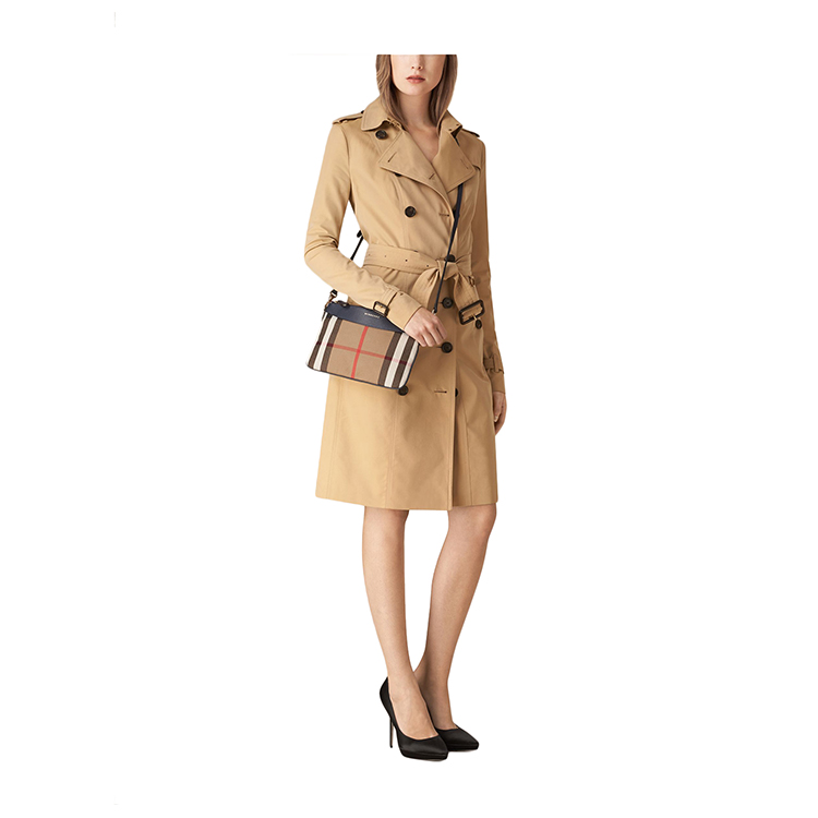 BURBERRY/博柏利 House 格纹墨蓝色帆布/配皮女士手拿单肩包#3992896