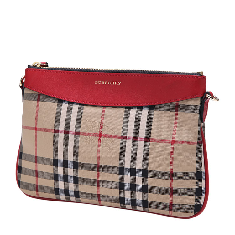burberry/博柏利深红色经典格纹包身女士单肩牛皮斜挎包,3982493 60