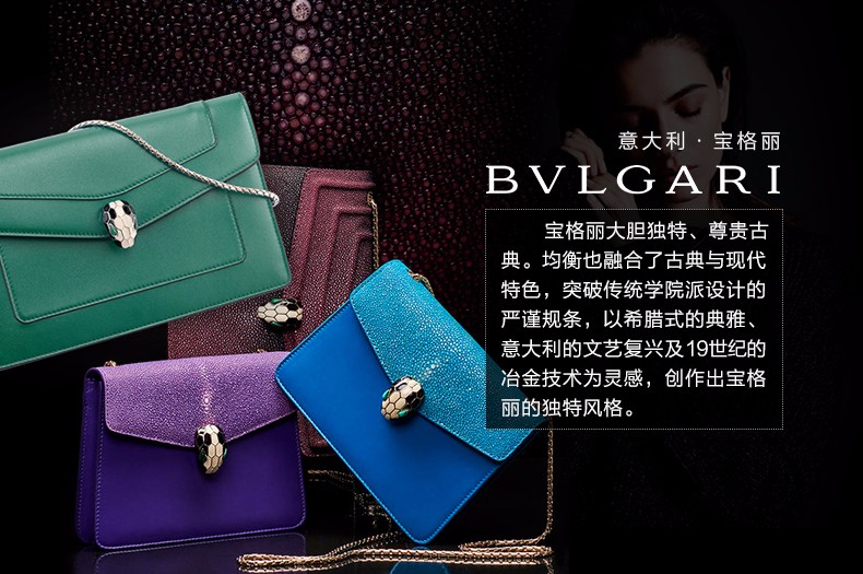 bvlgari/宝格丽 女士新款珐琅蛇头牛皮翻盖woc链条包单肩包 280156