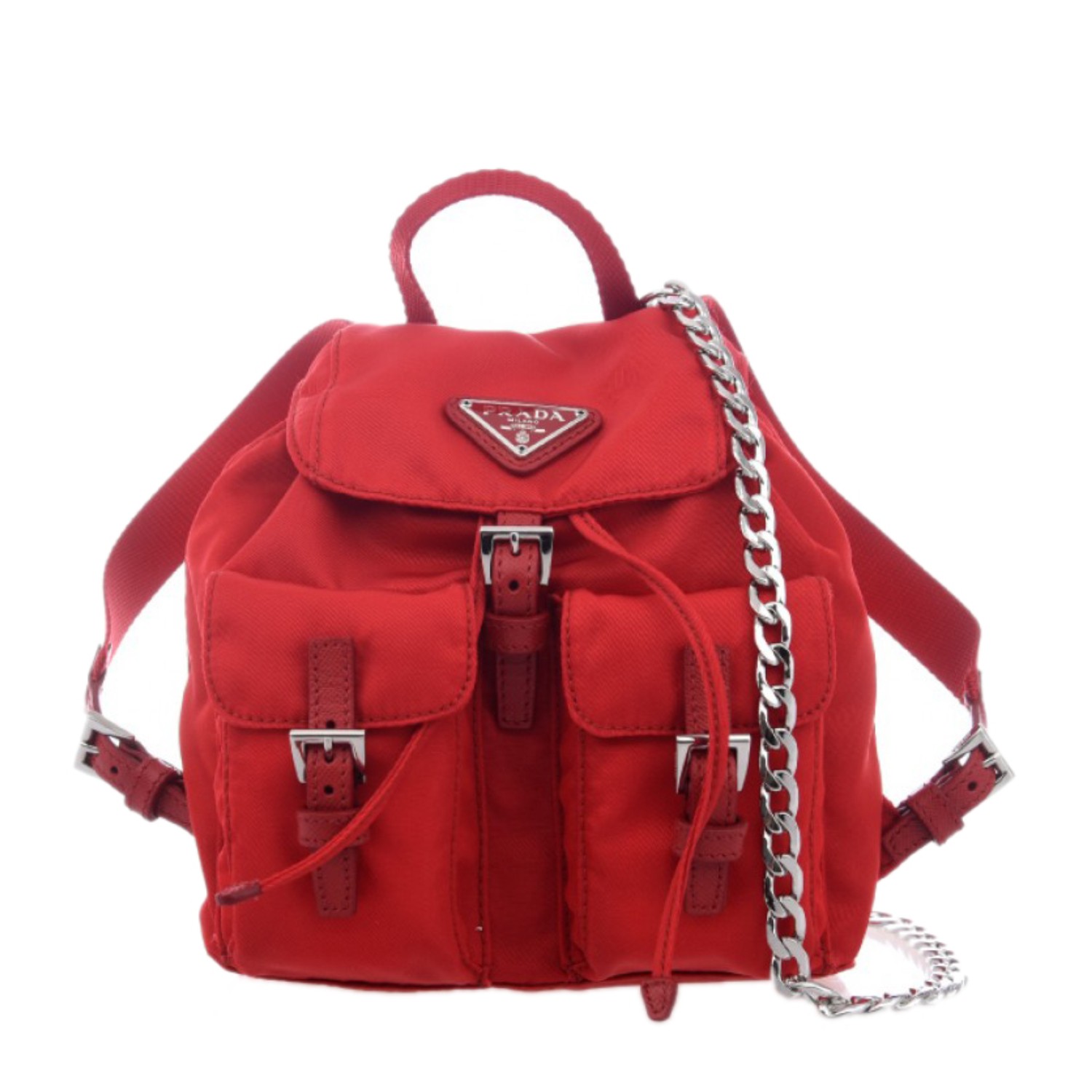 【包邮包税】prada/普拉达 女士红色尼龙双肩包backpacks 1bh029 v44
