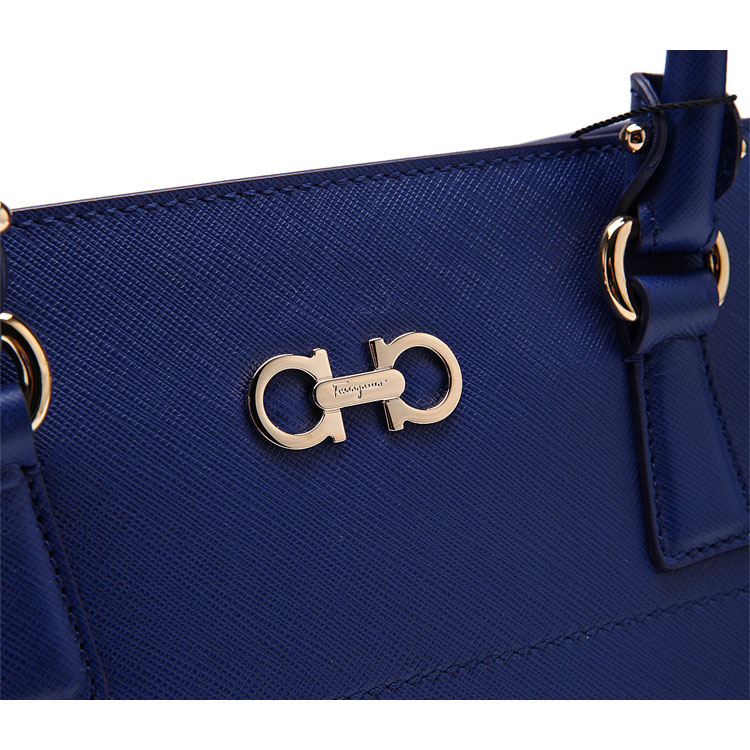 salvatore ferragamo/菲拉格慕深蓝色经典logo装饰女士手提单包&肩