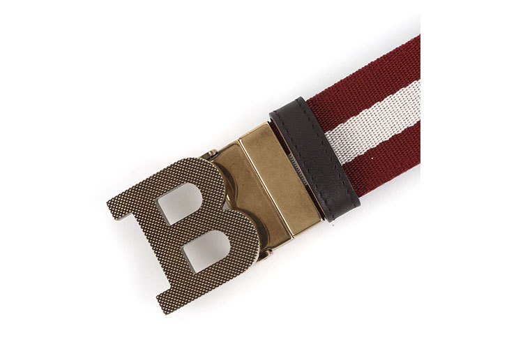 bally/巴利 男士织物配皮双面色板扣腰带 b buckle 35 m.