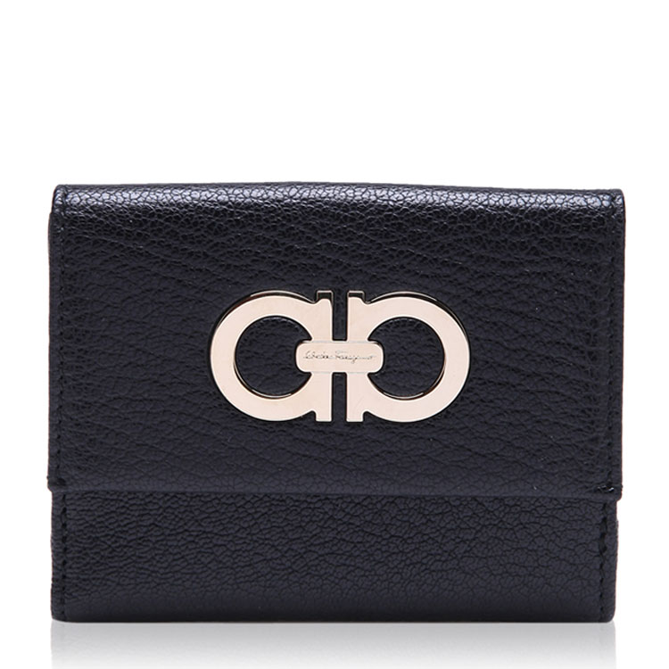 salvatore ferragamo/菲拉格慕vara family系列黑色羊皮材质经典logo