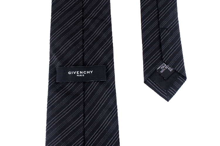 givenchy/纪梵希 男士logo领带 黑灰色条纹