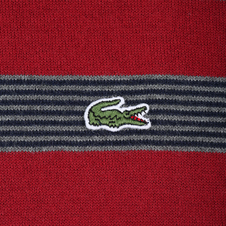 lacoste/鳄鱼男士红色92%棉8%山羊绒圆领长袖男针织衫