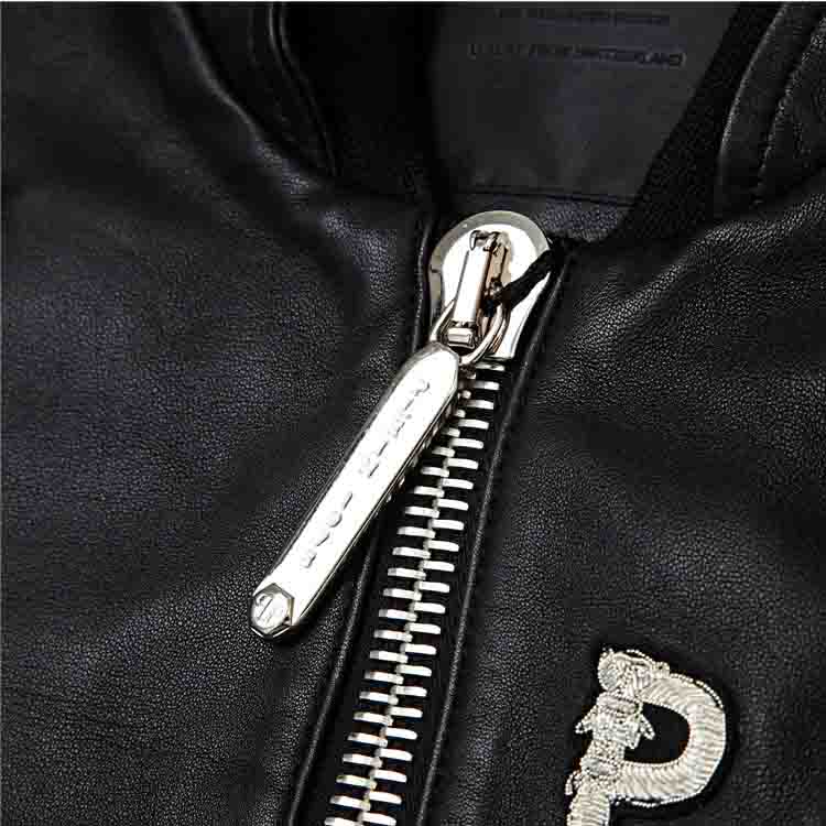 philipp plein/菲利普·普兰 男士羊皮时尚logo印花皮衣