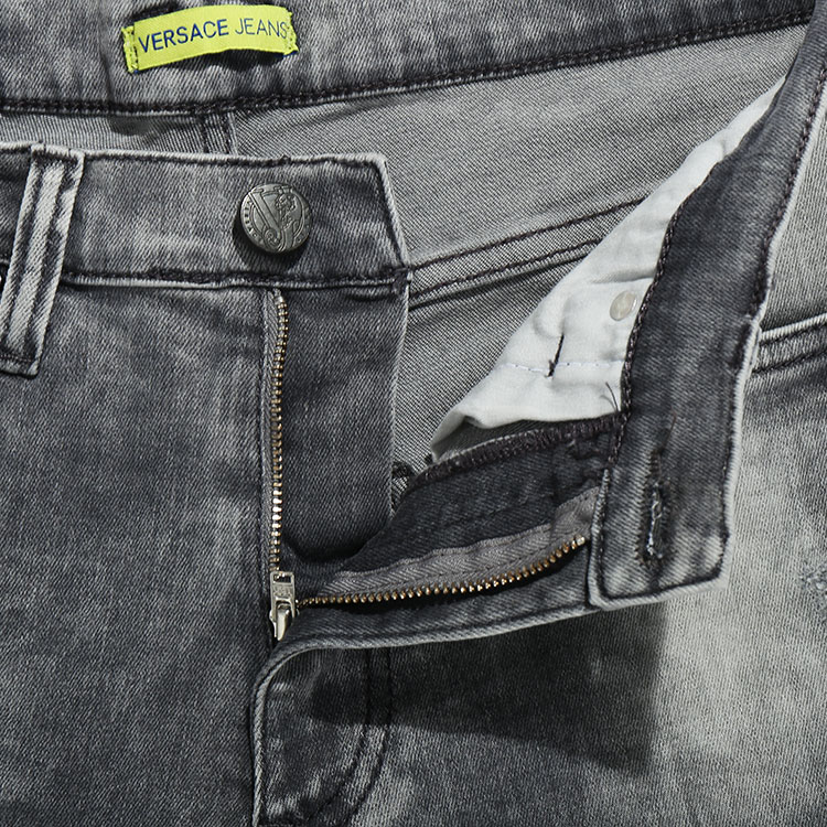 【秋冬新款】versace jeans/范思哲牛仔#男士灰色局部磨损棉质牛仔裤