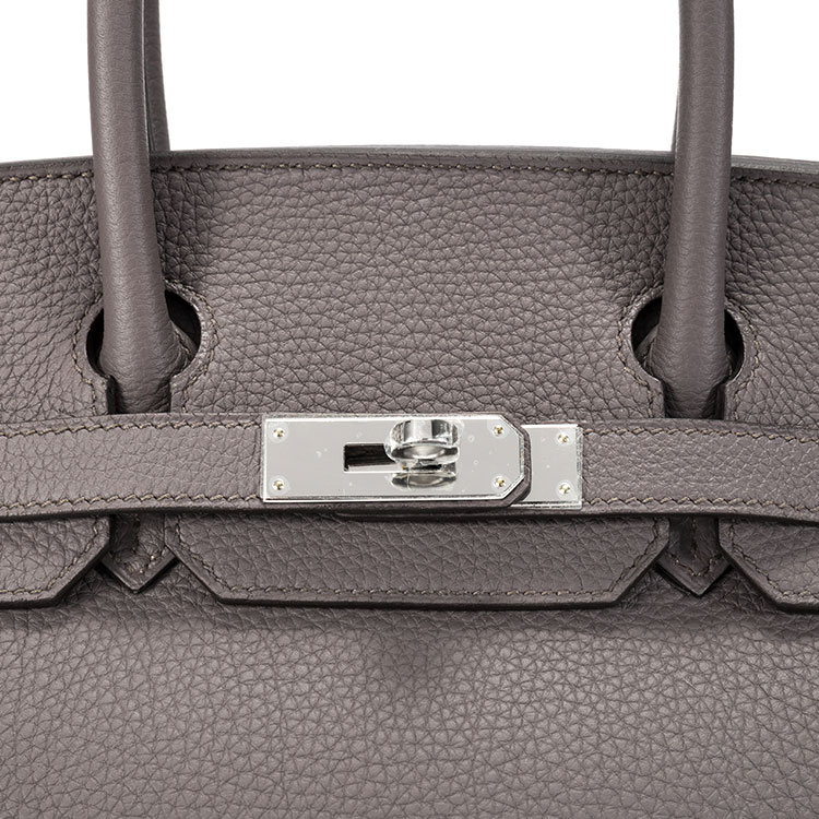 hermes/爱马仕) 大象灰牛皮birkin30女士手提包