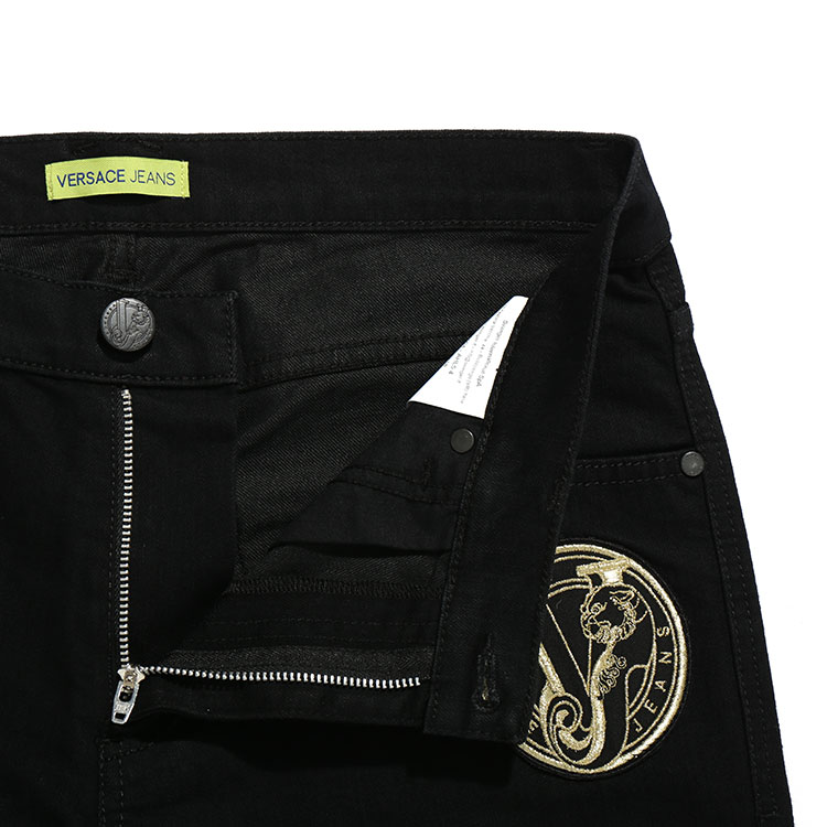 versace图片jeans,versace图片 versace jeans/范思哲牛仔#男士黑色虎纹绣花棉质牛仔裤-男士裤子