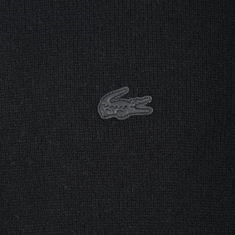 lacoste/鳄鱼男士黑色翻领长袖100%羊毛男针织衫