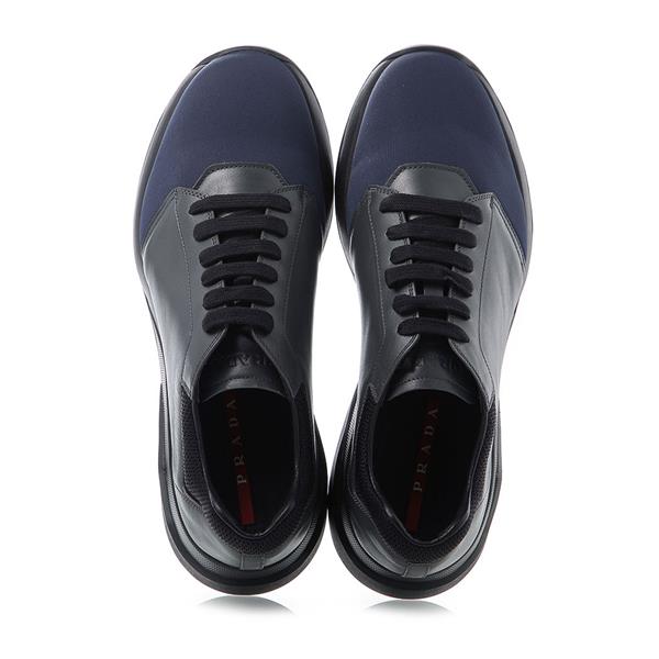 prada/普拉达 牛皮弹力布 单鞋 男士灰蓝色休闲运动鞋