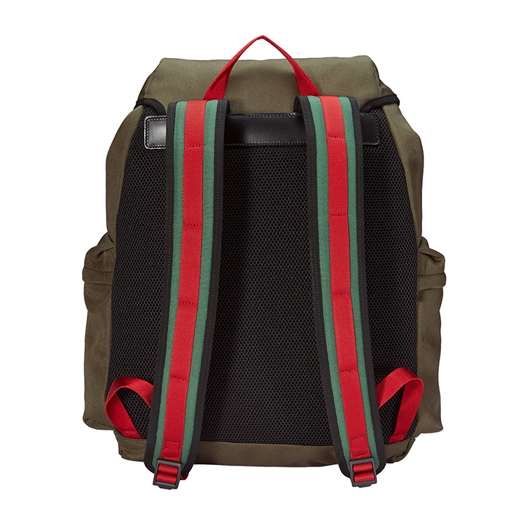 gucci/古驰 techpack真皮logo标签装饰虎头细节设计棕色男士高科技图片