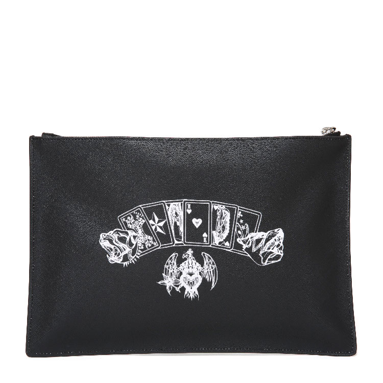 givenchy/纪梵希 黑色中性款式pvc骷髅图案手拿包