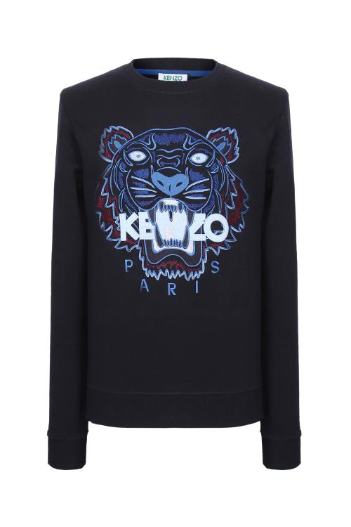 kenzo/高田贤三 黑色圆领虎头图案长袖男士卫衣 4xj 5sw001 99