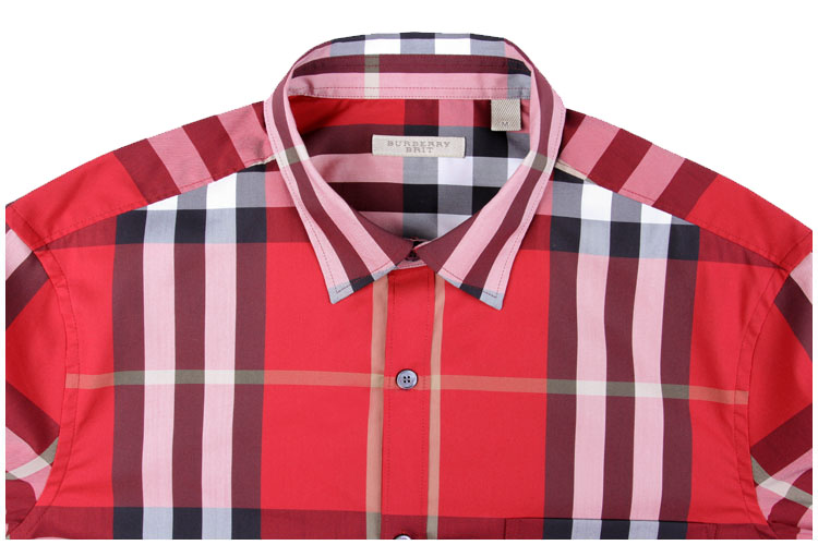 burberry/博柏利 翻领长袖经典格子时尚休闲男士衬衫 bu16335132mv77