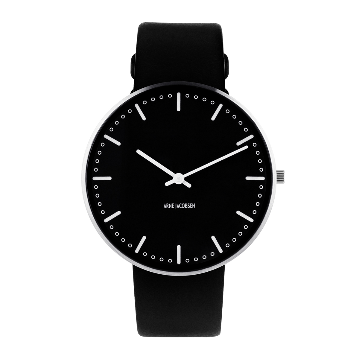 designer acc】arne jacobsen city hall系列 40mm 银色表壳 黑色表盘