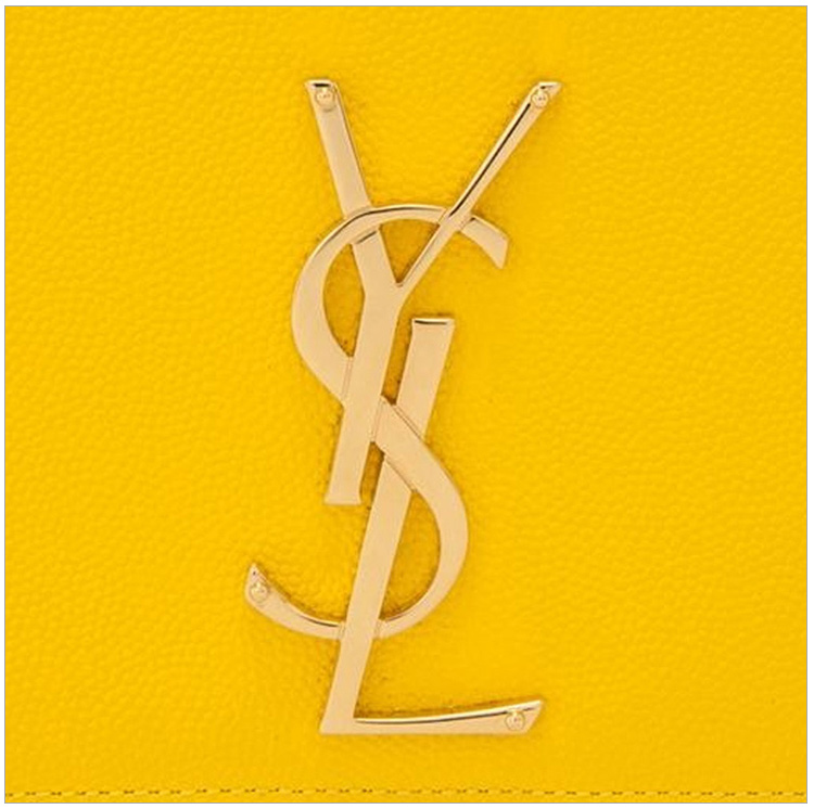 yves saint laurent 圣罗兰 女士牛皮黄色经典logo装饰单肩包