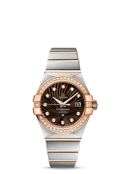 omega/欧米茄星座系列间金镶钻机械女表123.25.31.20.63.001